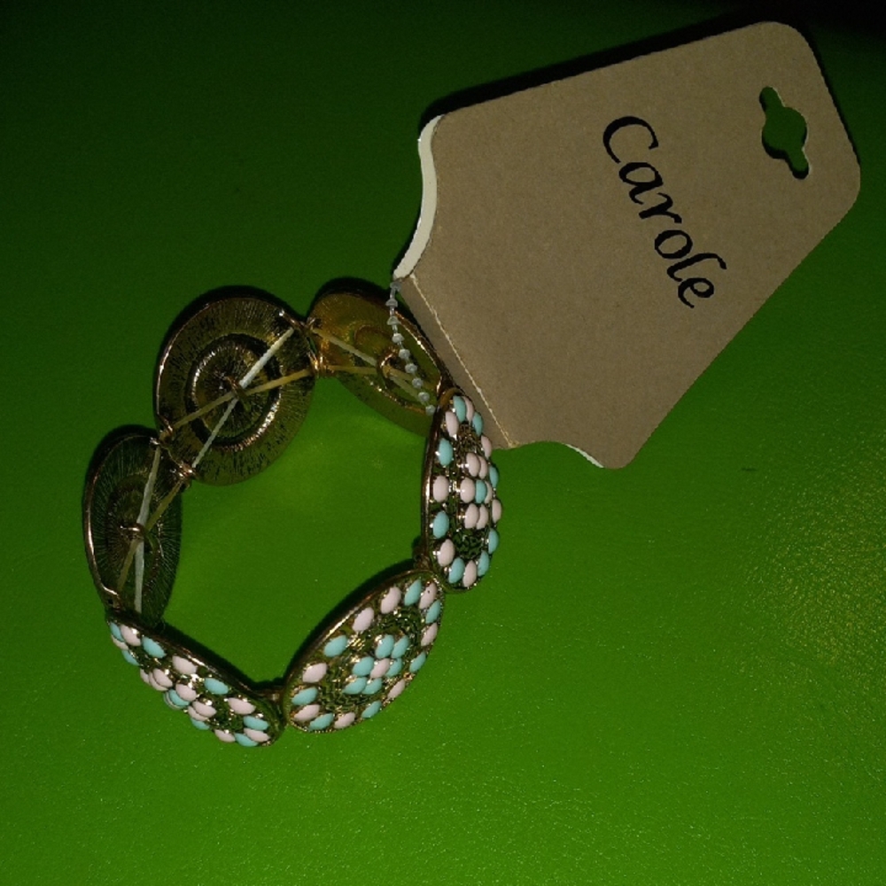 Carole Gold Bracelet with White and Blue Accents